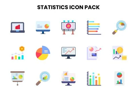 Statistics Flat Icons Pack Stock Illustration