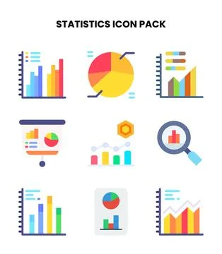 Statistics Flat UI Icons Pack Stock Illustration