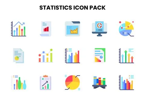Statistics Flat UI Icons Pack Stock Illustration