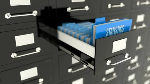 Statistics folder in archive drawer, information research, historical records Stock Photos