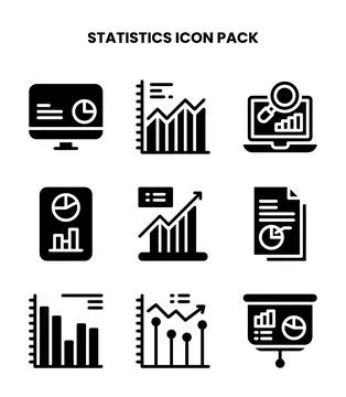 Statistics Glyph Collection Icons Pack Ilustración de archivo