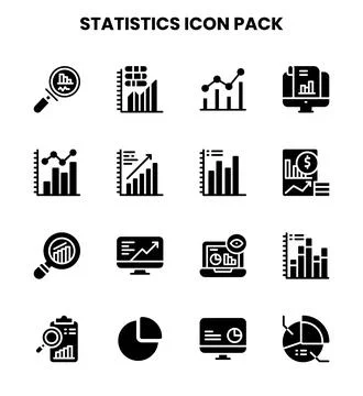 Statistics Glyph Design Icons Pack Stock Illustration
