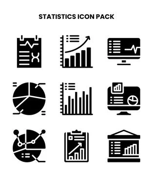 Statistics Glyph Design Icons Pack Stock Illustration