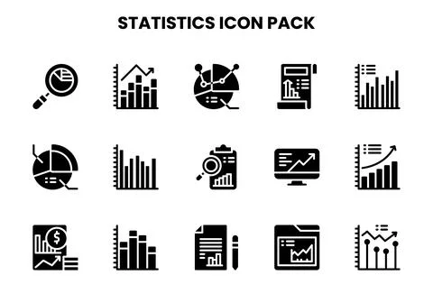 Statistics Glyph Design Icons Pack 스톡 일러스트