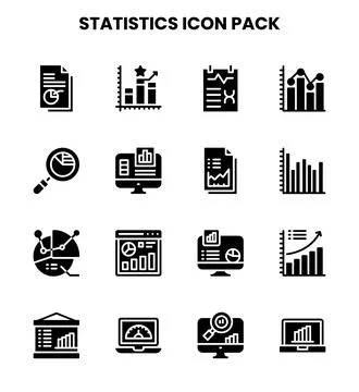 Statistics Glyph Set Icons Pack Stock Illustration