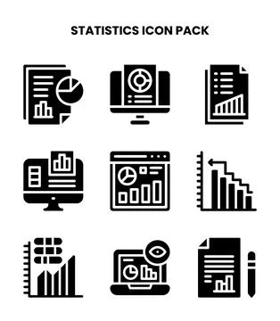 Statistics Glyph UI Icons Pack Stockillustratie
