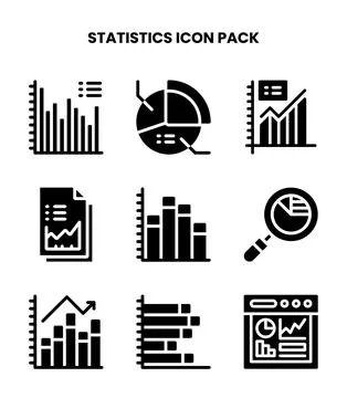 Statistics Glyph Vector Icons Pack Stock Illustration