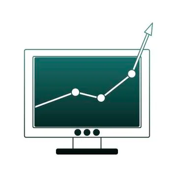 Statistics growing on computer blue lines Stock Illustration