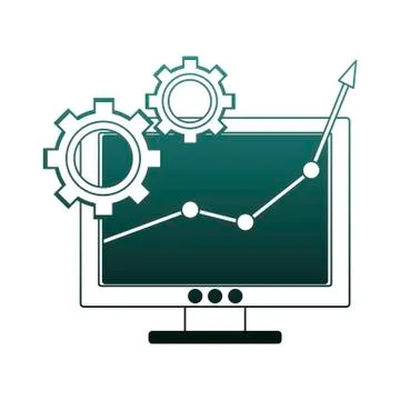 Statistics growing on computer blue lines Illustrazione stock