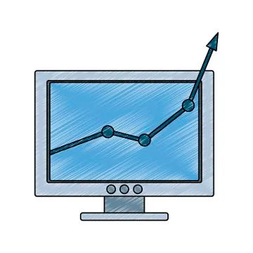 Statistics growing on computer scribble 스톡 일러스트