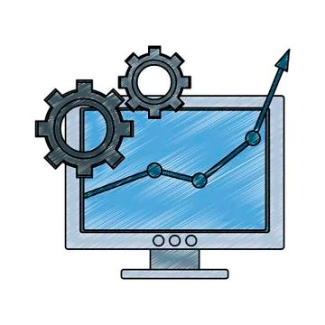 Statistics growing on computer scribble Stock Illustration