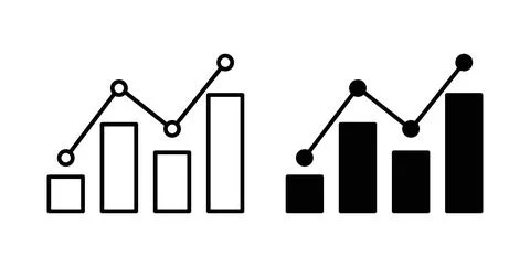 Statistics icon in black and white. vector icon pack for websites Stock Illustration