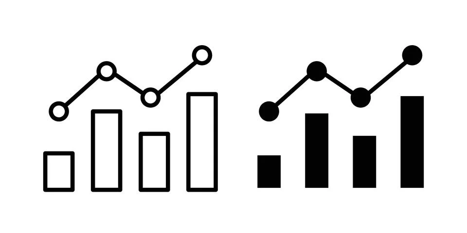 Statistics icon black vector isolated on white 库存插图