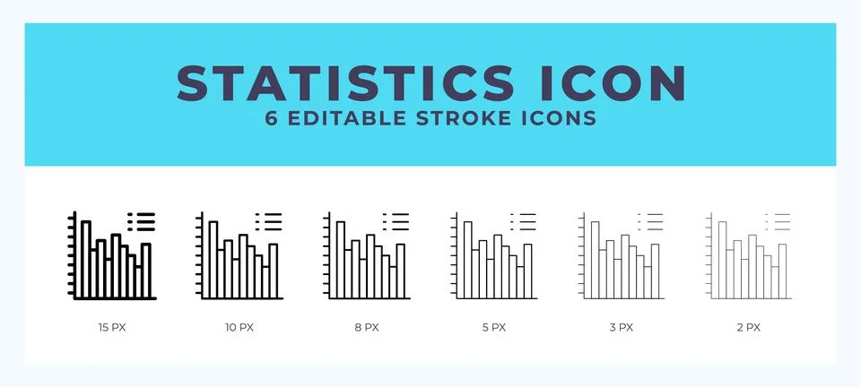 Statistics icon with different stroke. Editable stroke. Vector illustration. Stock Illustration