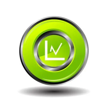 Statistics icon glossy green button vector Stock Illustration
