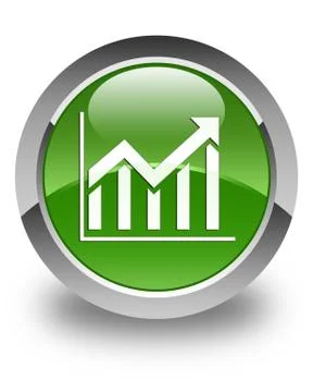 Statistics icon glossy soft green round button Stock Illustration