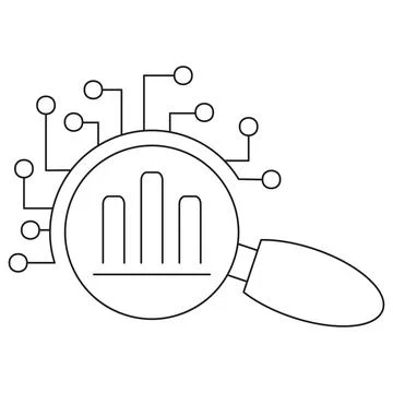 Statistics icon. Simple outline black vector pictogram with thin lines Stock Illustration