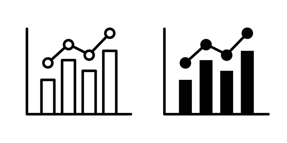 Statistics icon vector concepts, line and silhouette style 스톡 일러스트