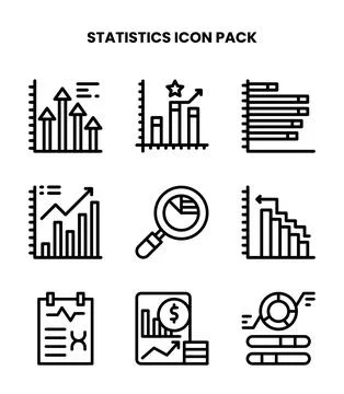 Statistics Line Collection Icons Pack Stock Illustration