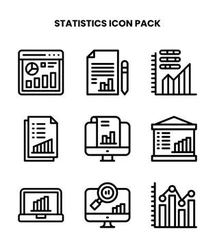 Statistics Line Graphics Icons Pack Stockillustratie