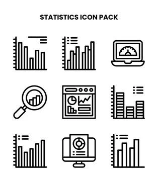 Statistics Line Set Icons Pack Ilustración de archivo
