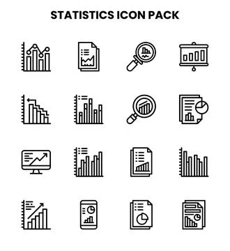 Statistics Line Set Icons Pack Stockillustratie