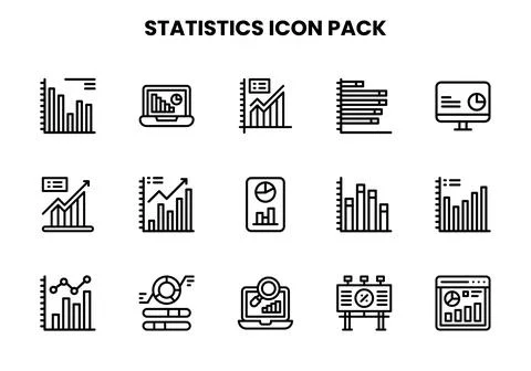 Statistics Line Set Icons Pack Ilustración de archivo