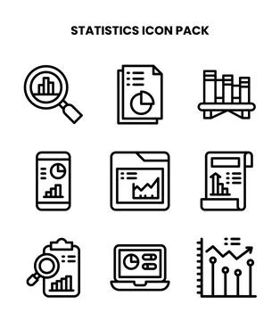 Statistics Line UI Icons Pack Stock Illustration