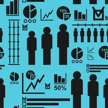 Statistics pattern seamless. Graph and chart background. vector texture 스톡 일러스트