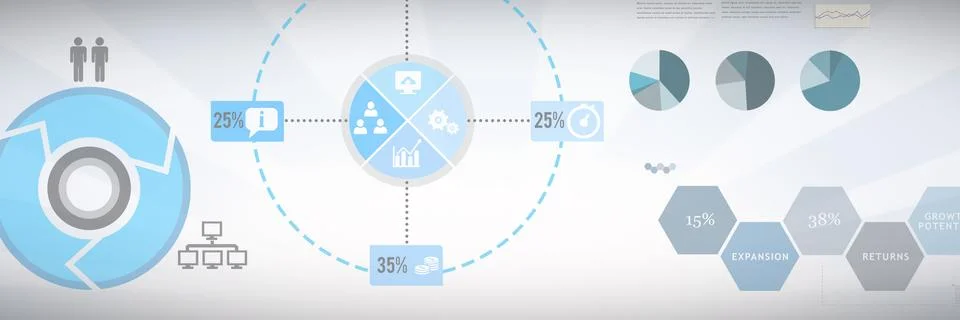 Statistics performance charts with bright background Stock Illustration