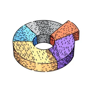 Statistics pie chart sketch hand drawn vector Illustrazione stock