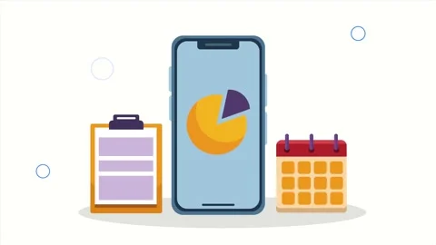 Statistics pie in smartphone animation Stock Footage 204112862