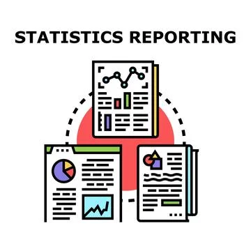 Statistics reporting concept with analytical data documents Stock Illustration