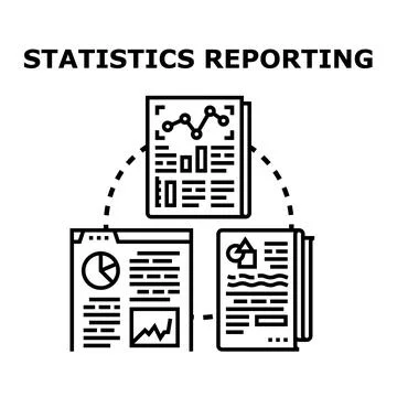 Statistics reporting concept with analytical data documents Stock Illustration