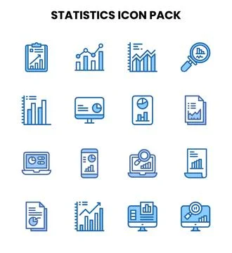 Statistics Two Colour Collection Icons Pack Stock Illustration