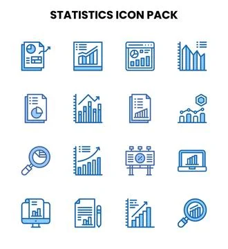 Statistics Two Colour Icons Pack Stock Illustration