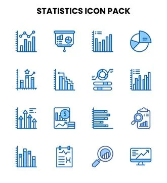 Statistics Two Colour Icons Pack Stock Illustration
