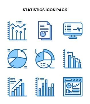 Statistics Two Colour Set Icons Pack Stock Illustration