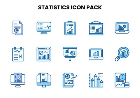 Statistics Two Colour Vector Icons Pack Stock Illustration
