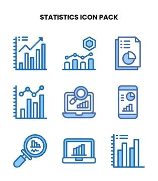 Statistics Two Colour Vector Icons Pack Stock Illustration
