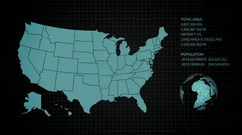 Statistics of the USA in a Digital Presentation with Map and Text Stock Footage 63440655