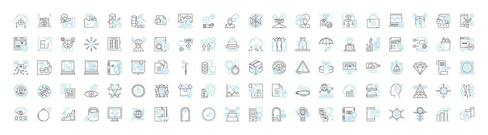Statistics vector line icons set. Statistic, Analytics, Data, Variables Illustrazione stock