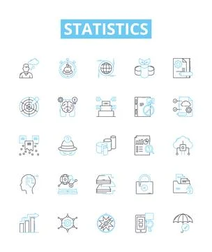 Statistics vector line icons set. Statistic, Analytics, Data, Variables Illustrazione stock
