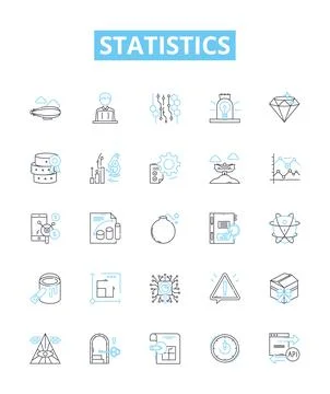 Statistics vector line icons set. Statistic, Analytics, Data, Variables Illustrazione stock