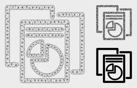 Statistics Vector Mesh Wire Frame Model and Triangle Mosaic Icon 스톡 일러스트