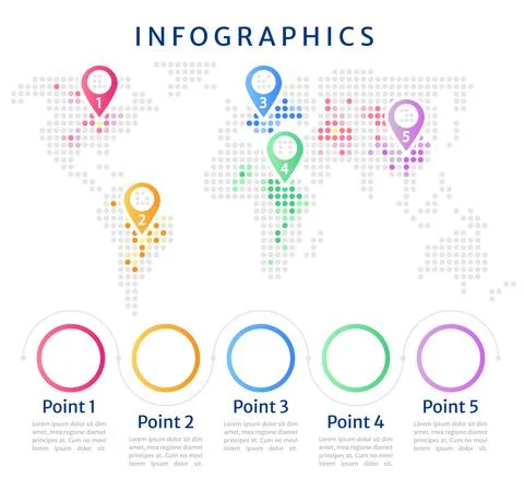 Statistics world map infographic chart design template Stock Illustration