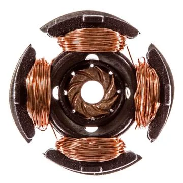 Stator of electric engine, isolated on white background Stock Photos