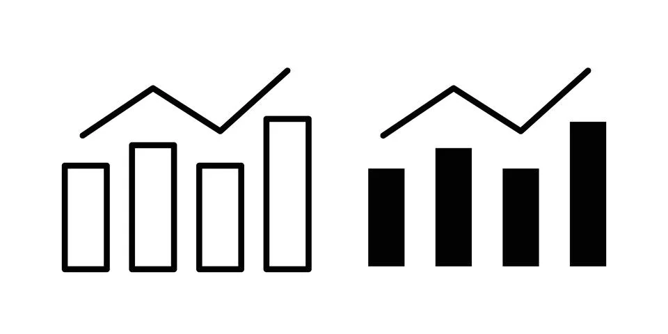 Stats icon black vector isolated on white イラスト素材