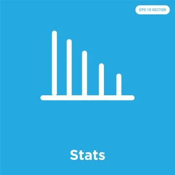 Stats icon isolated on blue background Free Stock Illustration