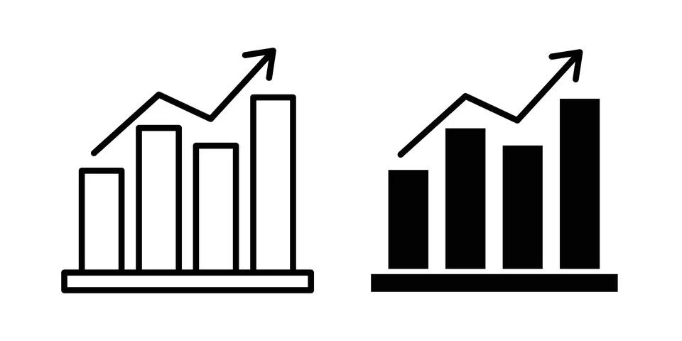 Stats icon symbol  illustration bundle in black colour イラスト素材